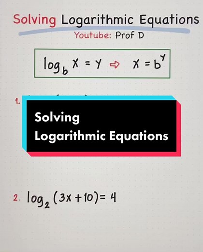 How to Solve Logarithmic Equations 🤔 #mathreview #mathtrick #mathhack #mathprofd