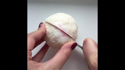 Cotton candy scoop soap slicing in half ASMR