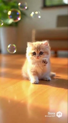 シャボン玉と遊ぶ子猫の表情がたまらなく可愛い #Shorts #ねこ #ネコ #kitten