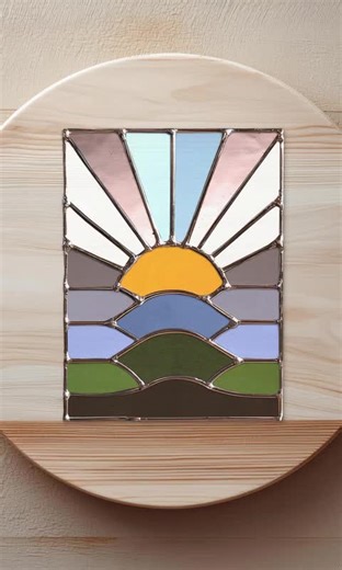 Modern Stained Glass Patterns on Instagram: "New pattern! A deco hilly sunset, fun curves and straight lines and so much character. Have fun with this one! #artdeco #sunset #landscape #pattern #stainedglass #pdf #png #printable"