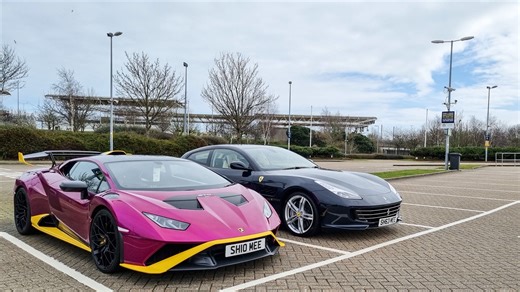Lamborghini Huracan STO and Ferrari FF parking meet