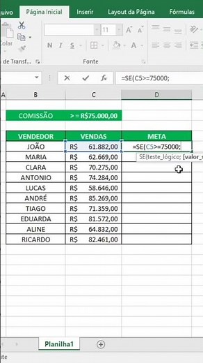 Função Se no Excel em Menos de 1 Minuto #funcaose #datahouse #excel #truqueexcel #dicasexcel