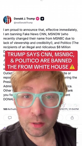 9/18 3PM ET: TRUMP SAYS CNN, MSNBC (MSNOW), & POLITICO ARE BANNED THE FROM WHITE HOUSE ⚠️ #cnn #news #whitehouse #reporter #press