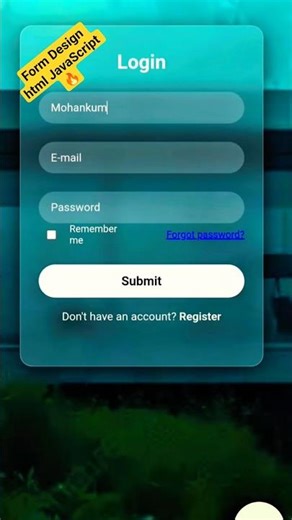 2025 Best Login Form Ul Glassmorphism form with Design#coding #ViralShorts#TrendingNow#webdesign #