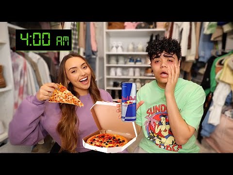 SURVIVING 24 Hours Overnight In My Closet! *CHALLENGE*