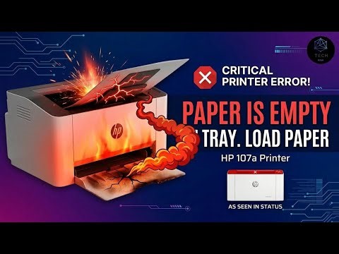 How to Fix paper is empty in tray. load paper HP 107a Printer | Paper jam