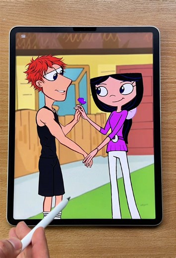 Isabella digital transformation art #isabella #phineasandferb #disneyart #transformationart #drawingprocess
