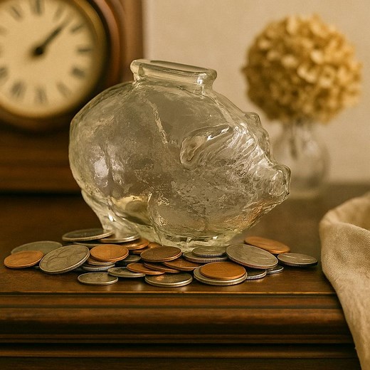 Vintage Glass Piggy Bank | Textured Clear Coin Bank | Anchor Hocking - Etsy