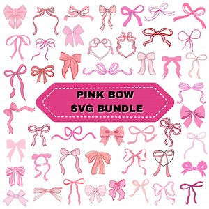Pink Bow SVG Bundle:ribbon Svg,cute Trendy Girl Art,bow Tie Svg, pink Ribbon Clipart Designs,digital File(instant Download) - Etsy
