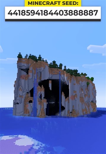 Minecraft cliff island seed with hidden cave – epic exploration!