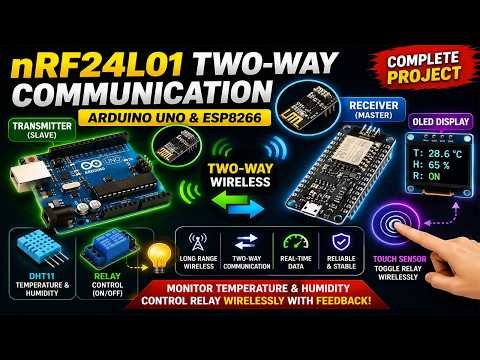 nRF24L01 Two-Way Communication | Arduino UNO & ESP8266 | DHT11, OLED & Relay