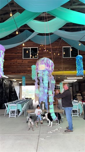 Every year I hand make my daughters piñatas for her birthday. This year was a jelly fish 🪼for her Under The Sea Theme. She’s so proud and excited about them every year and as much work as they are it’s so worth it #pinata #handmade #birthdayparty #underthesea #jellyfish