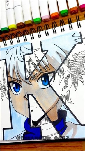 Drawing Letter “K”🎨|| killua Zoldyck|| Stain art #shorts #killua #hunterxhunter #drawinganime