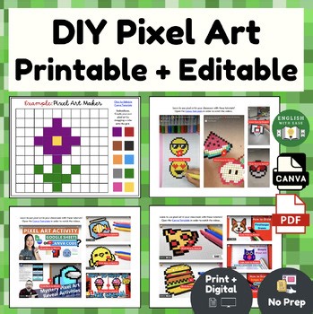 Pixel Art Printable and Editable with Tutorial Videos