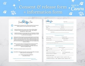 Dog/cat Grooming Business Forms, Consent and Release Form, Information Form, Dogs/pets Grooming Template Pack, Editable Templates - Etsy