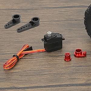 RCAWD Servo & Servo Horn 25T for TRX-4, TRX-6, Summit, Latrax Upgrades, Buffer Servo Arm(with Built-in Spring & Hardware) Sub-Micro, Metal Gear for Diff Lock Alloy Parts #2065R, 5669 Black