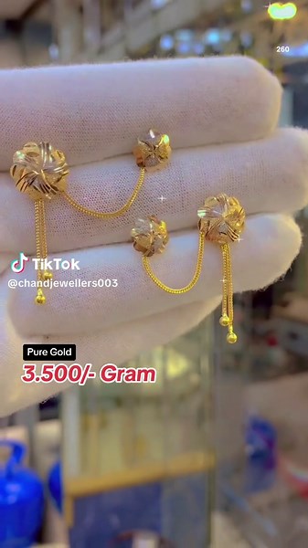 Elegant Two Step Gold Earrings Design by Chand Jewellers