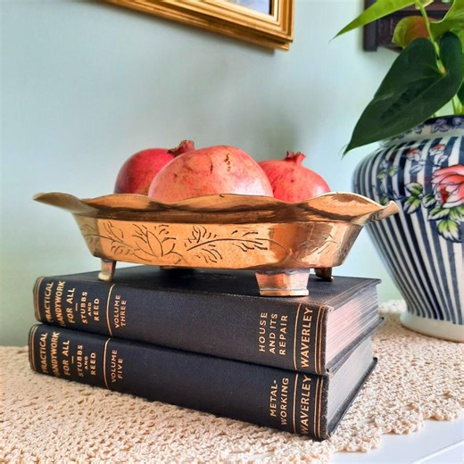 Mid Century Chinese Brass Dragon Bowl Rectangular Footed and Ruffled Edge - Etsy UK