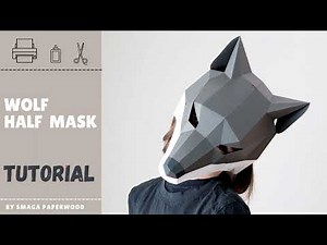 Paper Wolf mask tutorial. How to make papercraft DIY animal mask.