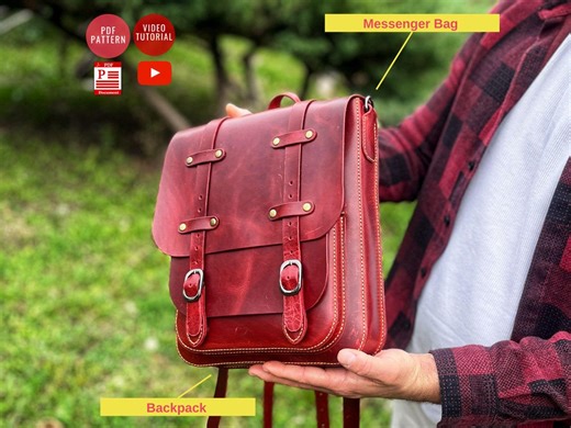 PDF Pattern Casual Leather Backpack / Downloadable Messenger Bag / PDF Template DIY Bag / Video Tutorial - Etsy