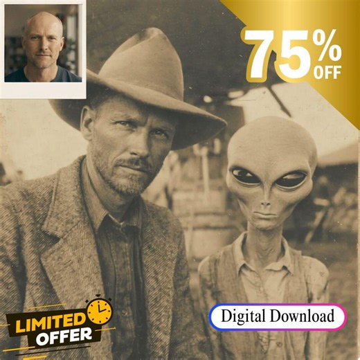 Vintage Alien UFO Portrait Photograph Roswell Style Wall Art Little Green Men Personalized Gift Printable Digital Download - Etsy