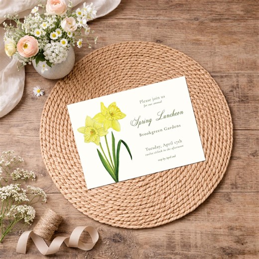 Spring Luncheon Invitation | Printable Daffodil Floral Invitation | Garden Party Template | Bridal Shower | Afternoon Tea | Digital Download