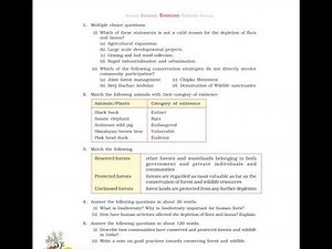 NCERT Class 10 Geography Chapter 2- Forest and Wildlife Resources- EXERCISE