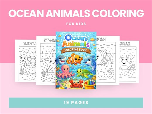 Ocean Animals Coloring Book | 19 Printable Pages | Sea Life Activity for Kids & Toddlers - Etsy