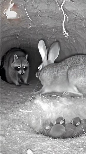 Hare vs Raccoon.🐰💢🦝Mother Hare Attacks Raccoon!#shorts #rescue #wildlife #rabbit #hare #raccoon