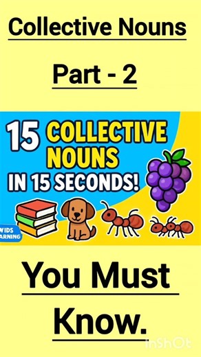“15 Collective Nouns in 15 Seconds! 😍 | Kids Learning”#kidslearning #english#englishgrammar #grammar