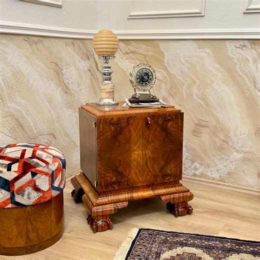 Petite Art Deco Walnut Root Veneer Cabinet or Nightstand, Europe 1930s - Etsy Australia