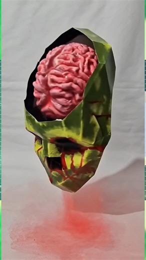 I Made a REALISTIC Low Poly Zombie Skull 😱 | Paper & Clay Brain DIY Art #diy #zombieart