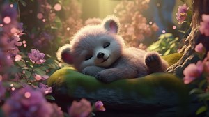 Download AI generated animation of falling asleep and breathing, best video background for lullaby music, looped video for free