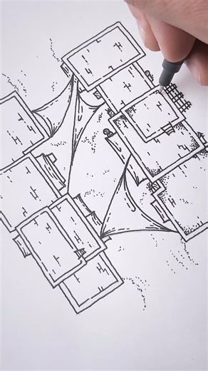 Josh | Fantasy Map Maker on Instagram: "Always hand-drawn by yours truly, never AI. Here is one of the buildings in The Desert Building Map Builder. 👉 Comment “Link” and I’ll send you to where you can start mapping with these brushes. Happy mapping! - Josh"