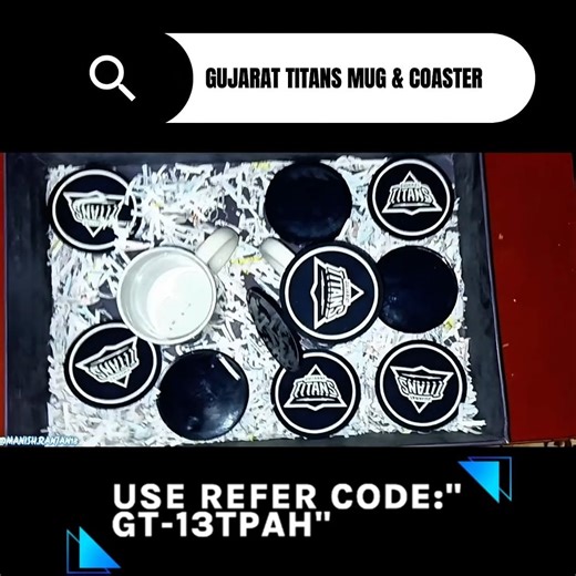 Gujarat Titans Mug + Coaster from Titans Fam app 🙌👌 || Use Refer code:"GT-13TPAH" ON TITANS FAM APP