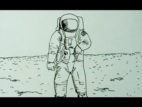 Cómo dibujar un astronauta en la Luna - astronaut on the moon