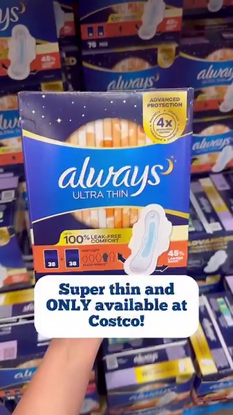 Costco Guide | Angela Ackerman | Costco Finds on Instagram: "#Always_Partner #Ad @always_brand Ultra Thin with Advanced Coreboost Protection is available in-store at @Costco for an unbeatable deal! -Advanced Always Ultra Thin offers you extra absorbency* in an ultra thin pad and can only be found at Costco! -Stock up at Costco today, so you can be prepared the next time your period comes. #costco #costcodeals *Always Ultra Thin with Advanced Protection vs. National Always Ultra Thin"