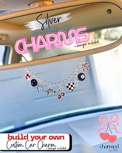 Silver Custom Car Mirror Charm | Personalized Rearview Mirror Charm | Choose 7 or 9 Charms | Cute Silver Car Accessory - Etsy