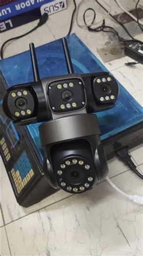 Security Camera 4 Lenses HD WiFi Record Voice PTZ 360 Degrees App Presence Sensor Microphone Audio