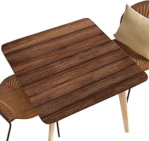Square Fitted Table Cover with Elastic Edge Wood Texture Background Elastic Square Tablecloth Suit for 40"x40" Square Table, Table Topper Cap for Dining Kitchen Home Party