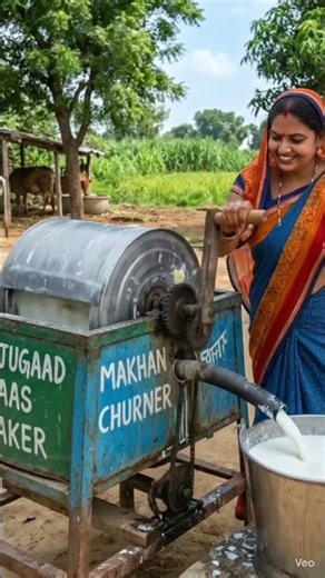 पुरानी Washing Machine से बनी चास मशीन 😍 देसी जुगाड़ का कमाल! 🔥🥛#CreativeIdea #RuralLife #Amazing