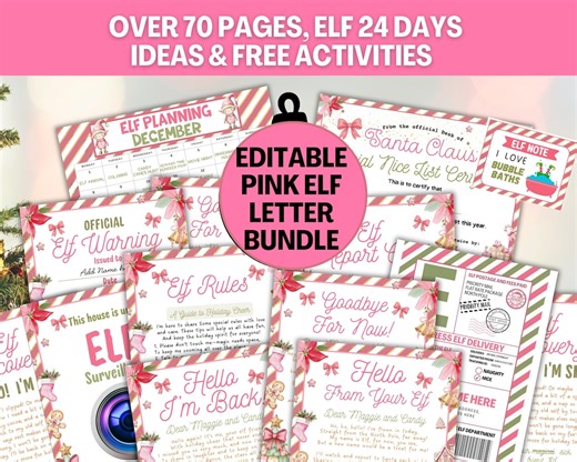 Editable Pink Elf Letter Bundle, Elf Arrival Letter, Pink Girl Elf Letters & Activities, Elf Return Goodbye Letter Set 24 Day Elf Notes Idea - Etsy New Zealand