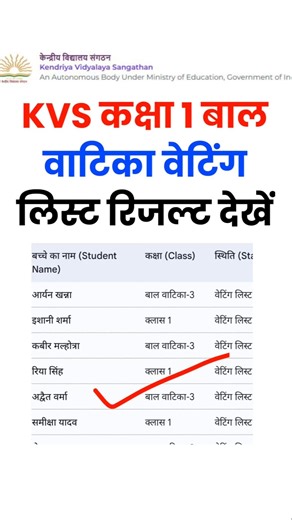 KVS Lottery Waiting List 2026 | kvs lottery waiting list | kvs 2nd list lottery result balvatika