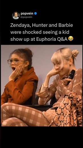 Zendaya, Hunter Schafer and Barbie Ferreira were shocked seeing a kid show up at Euphoria Q&A 😭
