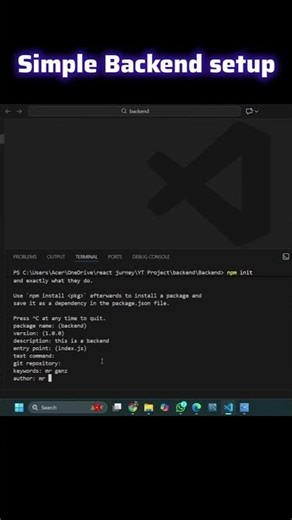 Simple Backend setup coding🥉🏆 vs||👈#viral🥉#tranding🏆#shortsvideo🥉#shorts🏆#visual Studio code#website