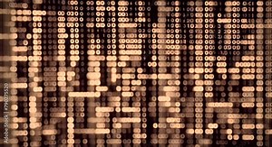 A detailed view of a computer screen showing a multitude of numbers and data Binary code creating a barcode scan effect