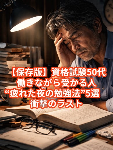 【保存版】資格試験50代働きながら受かる人“疲れた夜の勉強法”5選 衝撃のラスト#50代 #資格 #勉強 VOICEVOX:青山龍星