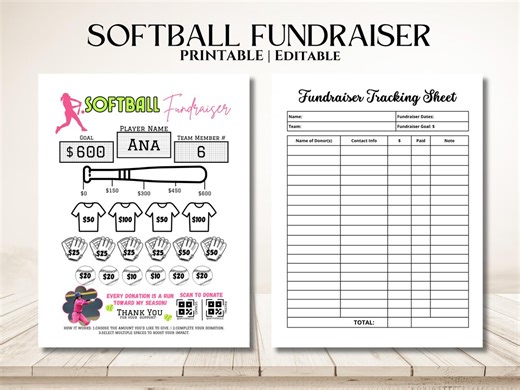 Softball Donation Board Template | Editable Youth Team Fundraiser Calendar | Printable Canva Download - Etsy