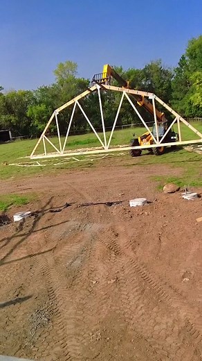 Setting the Second Truss with Telehandler