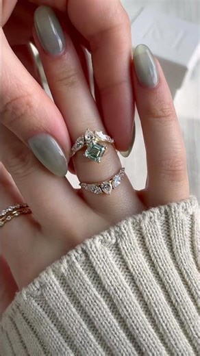 Attune Ring: Asscher Cut Green Diamond Engagement